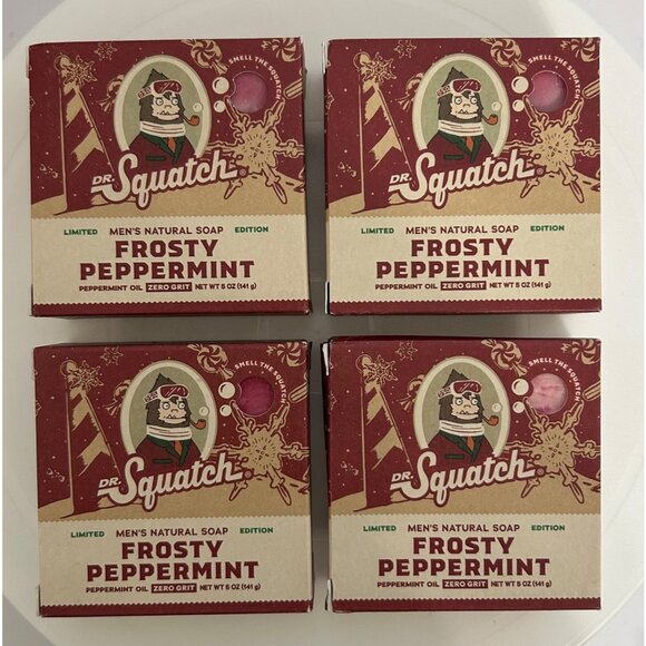 4 Dr. Squatch Natural Soap Frosty Peppermint Limited Edition Zero Grit 5 Oz New - Picture 1 of 6